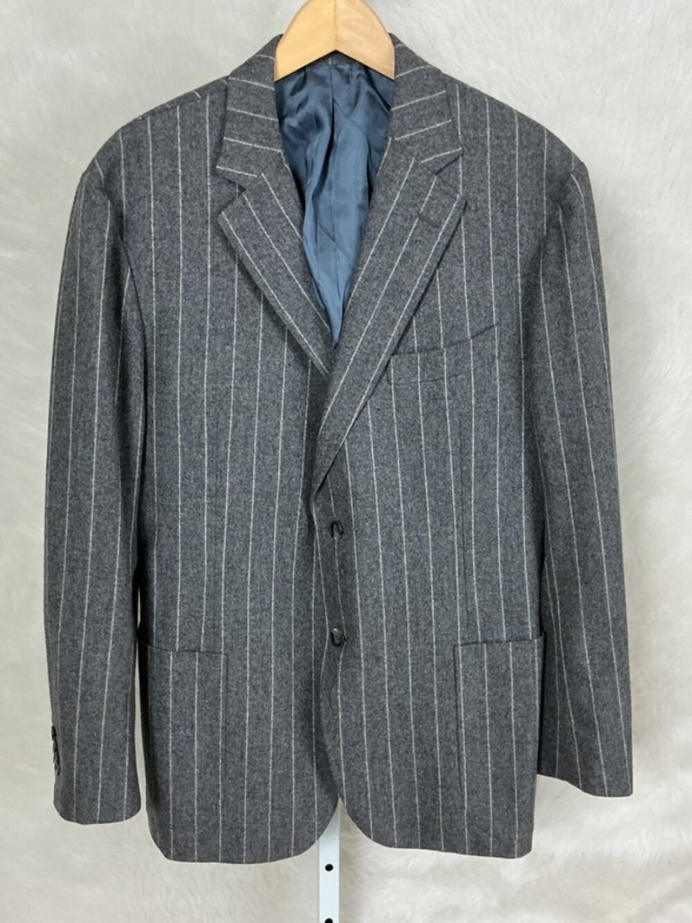 Suitsupply Gray Wool Ivory Pinstripe Chalk Stripe Blazer EU 56 US 46R Drop 6